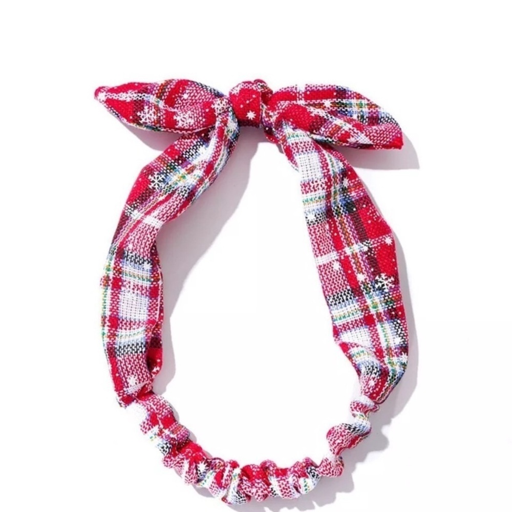 Plaid Red and White Headband
